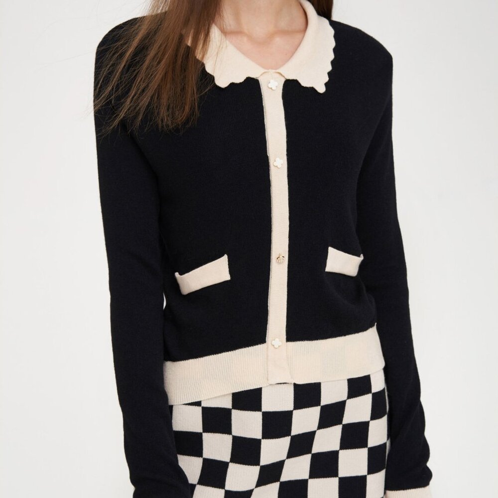 Cider Cardigan top cream and black Size small